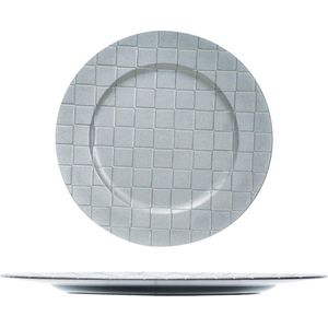 1x Ronde kaarsenplateaus/kaarsenborden zilver met motief 33 cm - onderbord / kaarsenbord / onderzet bord voor kaarsen