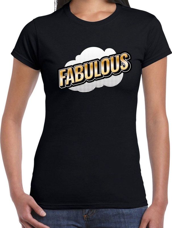 Fout Fabulous t-shirt in 3D effect zwart voor dames - fout fun tekst shirt outfit - popart