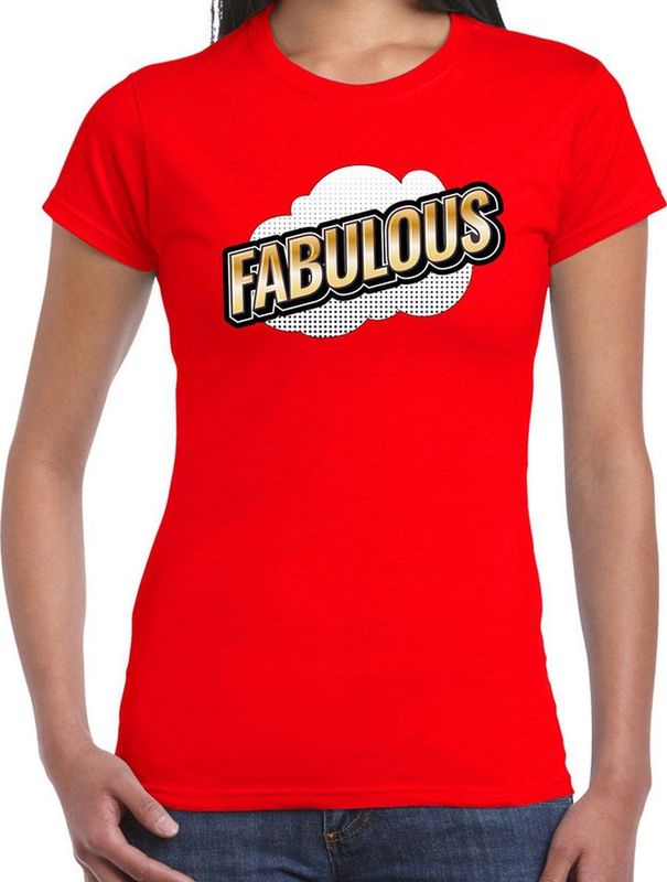 Fout Fabulous t-shirt in 3D effect rood voor dames - fout fun tekst shirt outfit - popart
