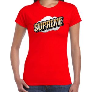 Fout Supreme t-shirt in 3D effect rood voor dames - fout fun tekst shirt outfit - popart