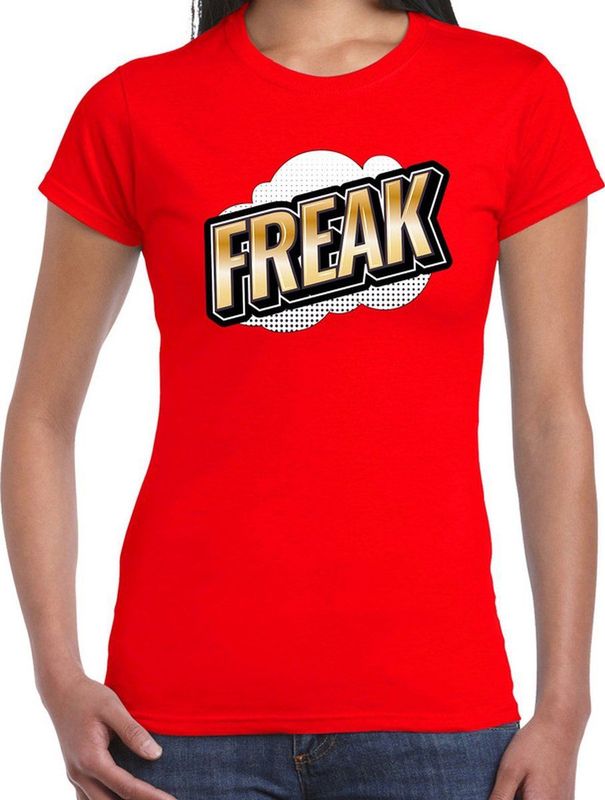 Fout Freak t-shirt in 3D effect rood voor dames - fout fun tekst shirt outfit - popart