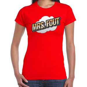 Mrs Fout t-shirt in 3D effect rood voor dames - fout fun tekst shirt outfit - popart