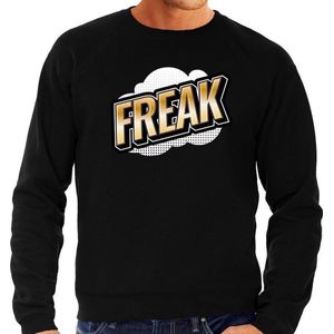 Freak fun tekst sweater voor heren zwart in 3D effect - Feesttruien