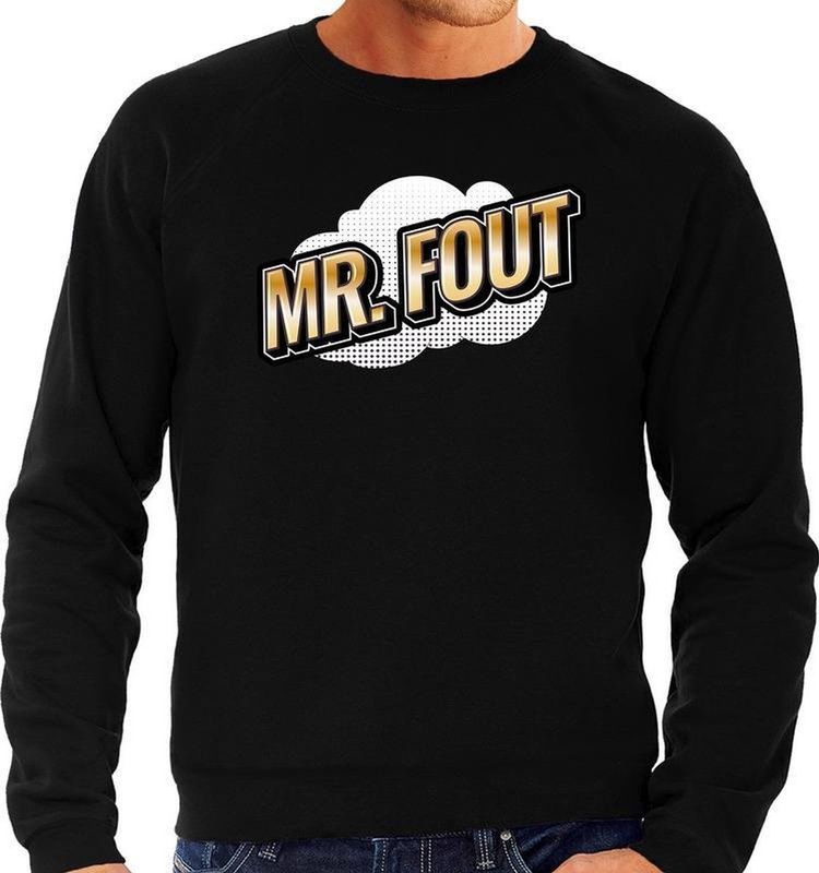 Foute Mr. Fout sweater in 3D effect zwart voor heren - foute fun tekst trui / outfit - popart