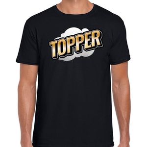 Toppers Fout Topper t-shirt in 3D effect zwart voor heren - fout fun tekst shirt / Toppers outfit L