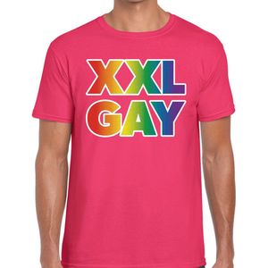 Regenboog gay pride parade fuchsia t-shirt voor heren - LHBT evenement shirts kleding outfit