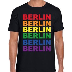 Regenboog Berlin gay pride zwart t-shirt voor heren