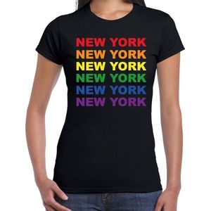 Regenboog New York gay pride evenement shirt voor dames zwart