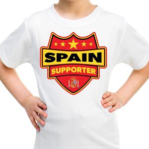 Spanje / Spain schild supporter  t-shirt wit voor kinderen