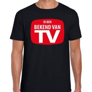 Fout Bekend van TV t-shirt met rood logo zwart voor heren - foute party fun tekst shirt outfit