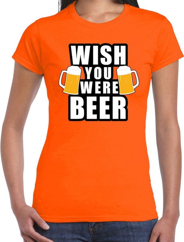Bellatio Decorations - Wish you were BEER - T-shirt - Oranje - Dames