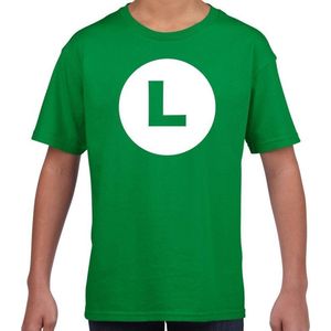 Luigi loodgieter verkleed t-shirt groen voor kinderen - carnaval / feest shirt kleding / kostuum 134/140