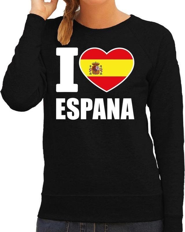 I love Espana supporter sweater / trui voor dames - zwart - Spanje landen truien - Spaanse fan kleding dames