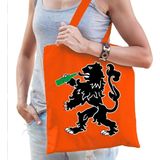 Oranje Koningsdag tasje met drinkende leeuw voor dames - Oranje supporter accessoire