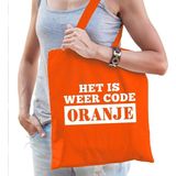 Het is weer code oranje katoenen tasje voor dames - Konginsdag / Oranje supporter accessoire