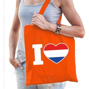 Oranje I love Holland katoenen tas voor dames