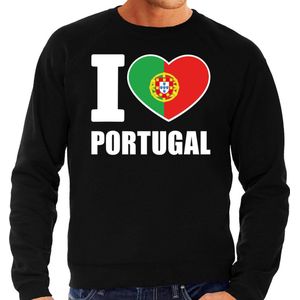Sweater - Zwart - Katoen - I Love Portugal met Vlag