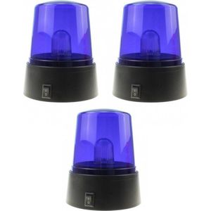 Set van 3x Politie zwaailamp/zwaailicht met blauw LED licht 11 cm - Politie speelgoed voor kinderen