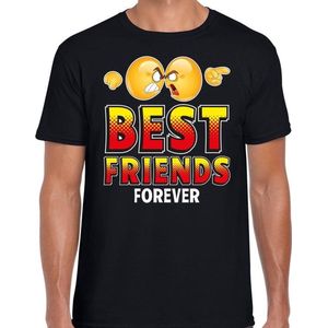 Funny emoticon t-shirt yes best friends forever zwart voor heren