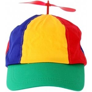 Helikopterpet - 8x - Gekleurd petje met gekleurde propellor bovenop - polyester - verstelbaar