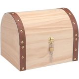 Houten kist - Set van 2x stuks - met hangslotje - 27 x 18 x 20 cm - opbergkistje - zelf te beschilde - Knutselartikelen