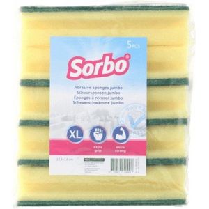 10x Sorbo schuurspons / schoonmaakspons met groene schuurvlak  17,5 x 10,5 x 5 cm - viscose - afwasaccessoires / schoonmaakartikelen