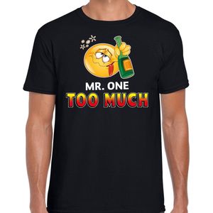 Funny emoticon t-shirt Mr one too much zwart voor heren - Fun cadeau - Foute party kleding