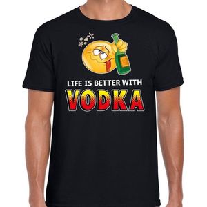 Life is better with vodka emoticon fun shirt heren zwart