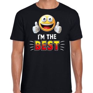 Funny emoticon t-shirt I am the best zwart voor heren - Fun cadeau shirt