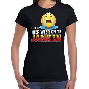 Het is hier weer om te janken fun shirt dames zwart