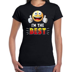 Funny emoticon t-shirt I am the best zwart voor dames - Fun cadeau shirt