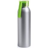 2x Aluminium drinkfles/waterfles met groene dop 650 ml - Sportfles - Sportbidon