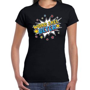 Beterschap word snel beter cadeau shirt zwart voor dames - beterschap kado t-shirt