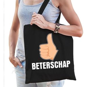 Beterschap katoenen cadeau tas zwart voor dames