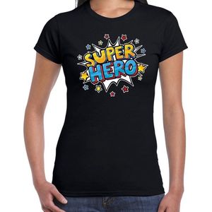 Super hero cadeau t-shirt zwart voor dames