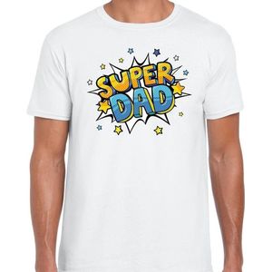 Super dad cadeau t-shirt voor papa wit voor heren - Feestshirts