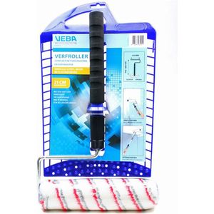 Verfroller 21 cm met verfrooster en verlengsteel - Verfrol/vachtrol 21 cm met telescoopsteel en verf rooster