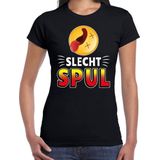 Funny emoticon t-shirt Slecht spul zwart voor dames - Fun / cadeau shirt