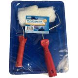 5 delige vacht verfroller schilderset 18 cm met beugel en verfbak - Muurverfroller set