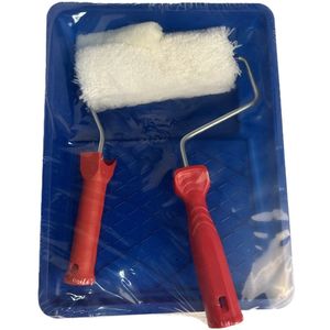 5 delige vacht verfroller schilderset 18 cm met beugel en verfbak - Muurverfroller set