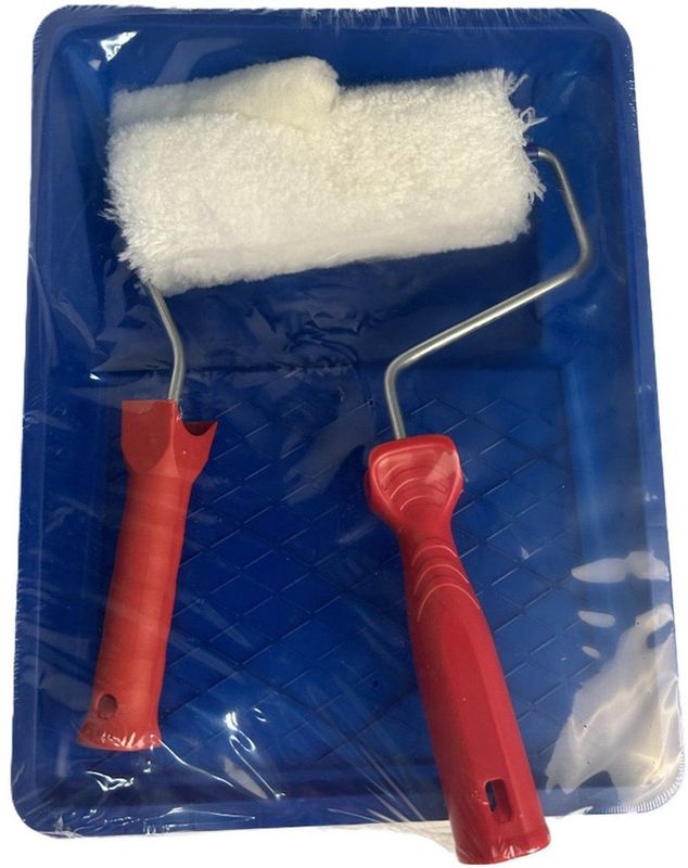5 delige vacht verfroller schilderset 18 cm met beugel en verfbak - Muurverfroller set