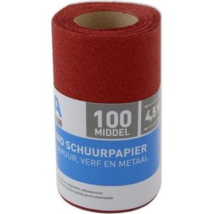 1x rol Schuurpapier - Middel - P100 - 110mm x 4,5 meter - Korrelgrofte 100 - Verf/klus materiaal benodigdheden