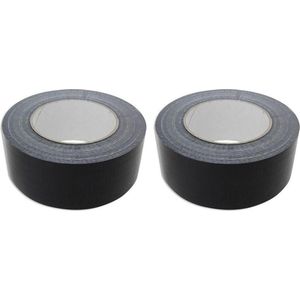 Ducttape rol - 2x - zwart - 50 meter - 50 mm breed - tape - taperol - Olie- en waterbestendig  - Tape (klussen)