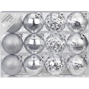 Inge goods Kerstballen - 12 stuks - zilver - mat - glans - 6 cm - Onbreekbare kerstballen - Kerstversiering