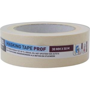 Afplaktape/schilderstape - 38 mm x 50 m - Professioneel - Hittenbestendig - Verf maskeertape - Masking tape - Schildertape