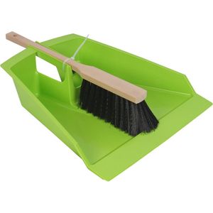 Pro Garden - XXL Stoffer en blik limegroen 43cm voor tuinafval/blad