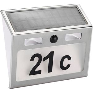 Solar huisnummer plaat  - 18 cm - met licht en bewegingsmelder - led - sensor - Huisnummers
