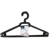10x Zwarte kunststof kledinghangers 40 cm met broekstang - Kledingkast - Kleding opbergen - Kleerhangers