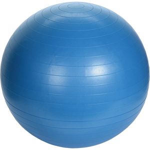 Grote blauwe yogabal met pomp sportbal fitnessartikelen 75 cm - Fitnessballen