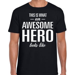 Awesome hero cadeau t-shirt zwart voor heren - waardering shirtjes - zorgpersoneel t-shirt